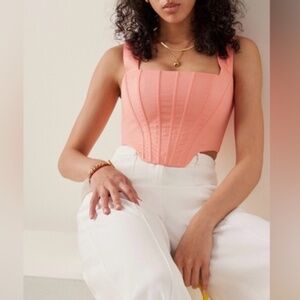 STAUD Women's Pink Alice Stretch-cotton Top size 8